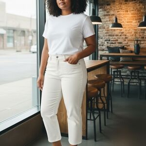 Talbots Women's 18 Eggshell White High Waist Jegging Crop 5 Pockets Modern Chic